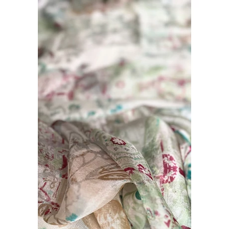 Bahama-beige alapon mintás 100% valódi hernyóselyem sál 100x180 cm