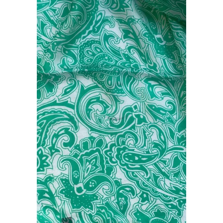 Habfehér alapon írzöld mintás 100% valódi hernyóselyem sál 100x180 cm