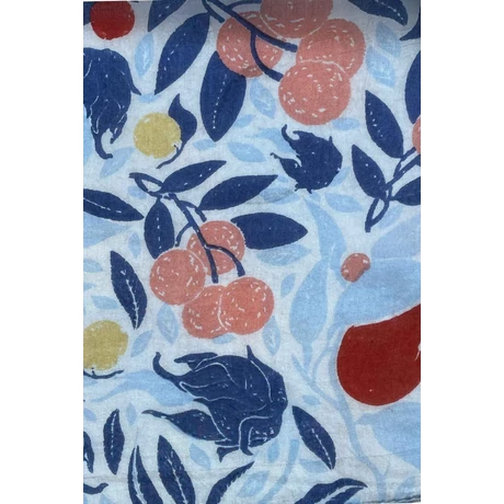 Kristálykék alapon mintás 100% valódi hernyóselyem sál 100x180 cm