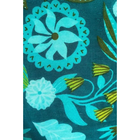 Amazonaszöld alapon mintás 100% valódi hernyóselyem sál 100x180 cm