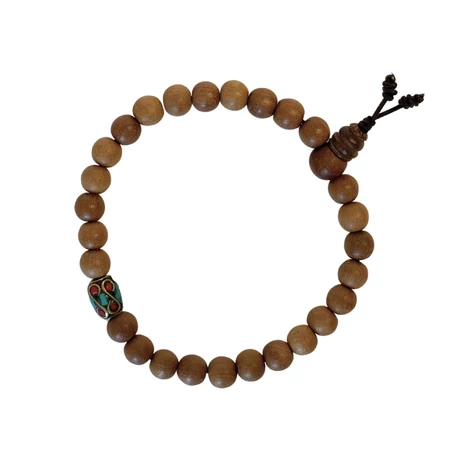 Szantálfa mala valódi illatos szantál fából tibeti osztóval 20 cm kerületű nagy méret
