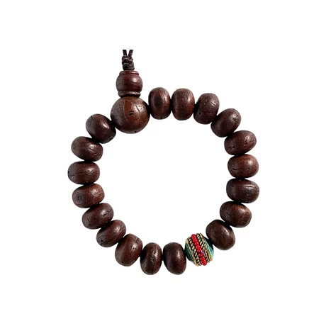 Bodhi mala tibeti design osztóval, 18 szemből 15 cm kerületű-kis méret