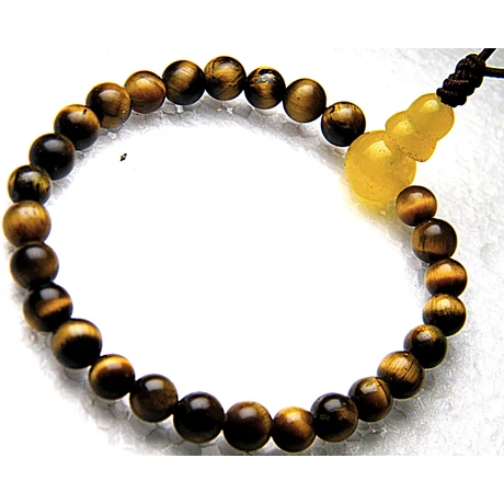 Tigrisszem mala sárga onyx guruval 27 szemes kis méret, 14.5cm kerületű