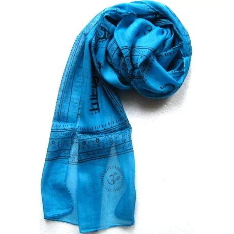 Pamut sál 100 % -cotton mantrás kék 50x170