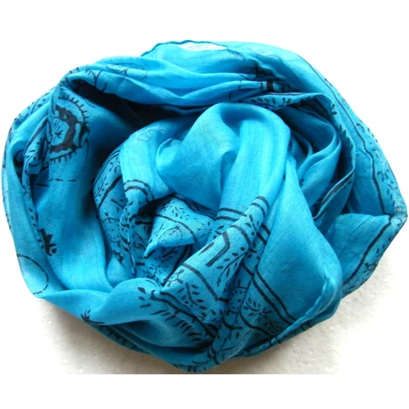 Pamut sál 100 % -cotton mantrás kék 50x170