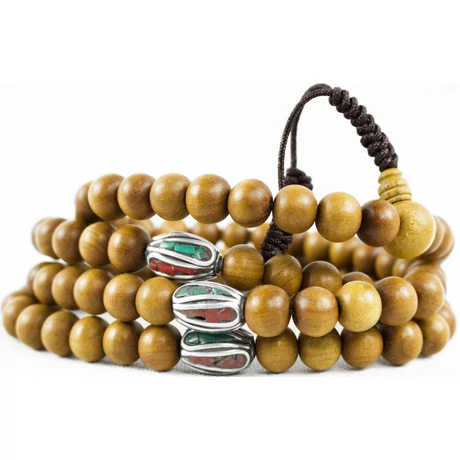 Szantál mala tibeti osztóval valódi illatos szantálfából 112 cm kerületű