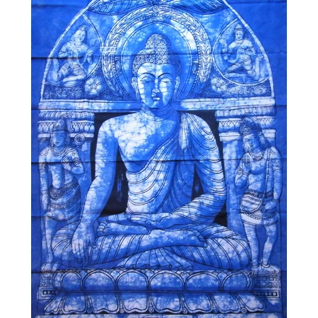 Buddha batik kép-140x90cm-es falikép kék