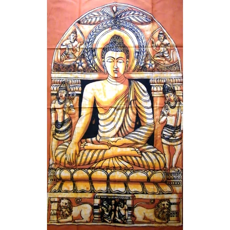 Buddha batik kép-140x90cm-es falikép sárga