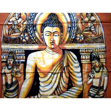Buddha batik kép-140x90cm-es falikép sárga