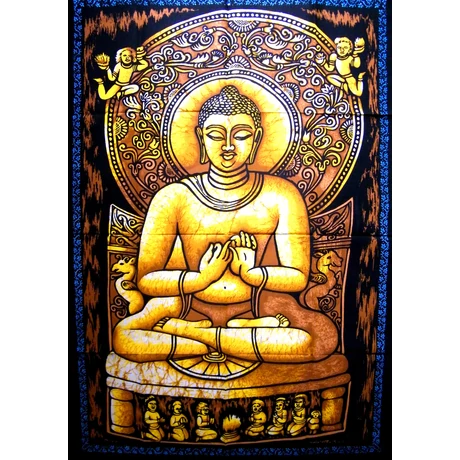 Buddha batik kép-110x80cm-es falikép sárga