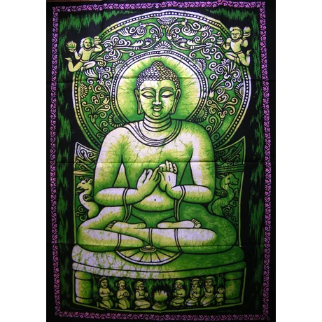 Buddha batik kép-110x80cm-es falikép zöld