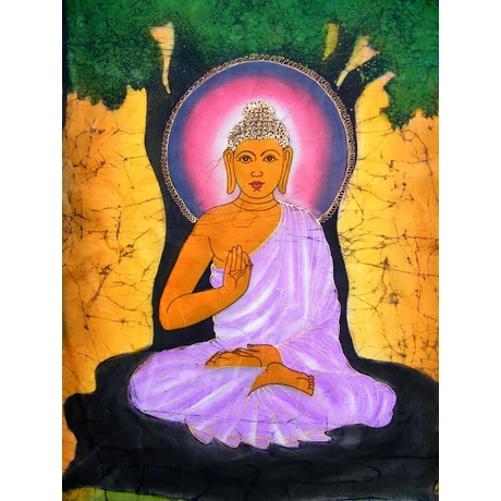 Eredeti indiai kézzel festett Buddha batik kép-115x75cm-es falikép