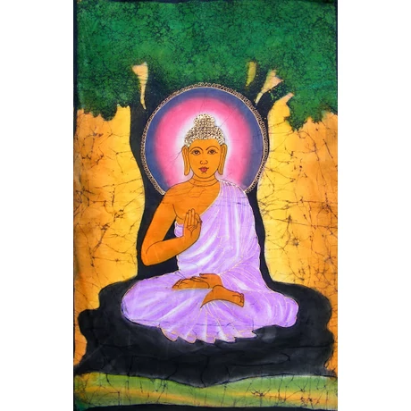 Eredeti indiai kézzel festett Buddha batik kép-115x75cm-es falikép