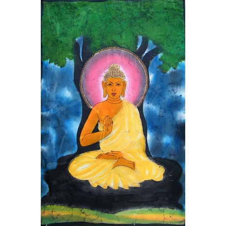 Eredeti indiai kézzel festett Buddha batik kép-115x75cm-es falikép