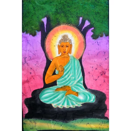 Eredeti indiai kézzel festett Buddha batik kép-115x75cm-es falikép
