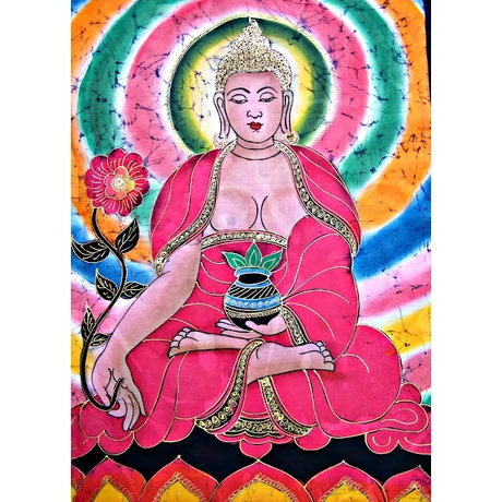Eredeti indiai kézzel festett Buddha batik kép-115x75cm-es falikép