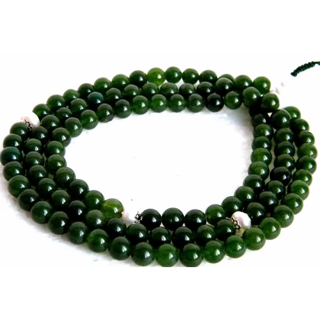 Tibeti buddhista jade mala ritka afganisztáni jade kőből, tenyésztett gyöngy osztóval, kagyló guruval