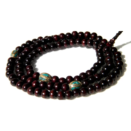Fa mala rózsafa színűre impregnált szemekből tibeti design osztóval